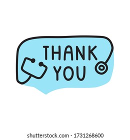 Thank you. Speech bubble with stethoscope. Vector illustration on white background.