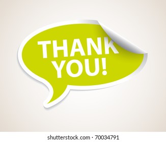 Thank you speech bubble as sticker / label with white border