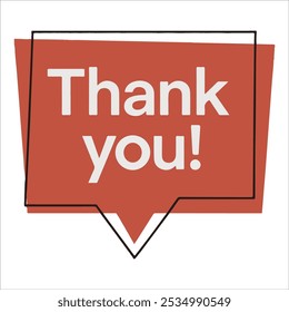 THANK YOU speech bubble. Thank you text. Thanks text lettering. Doodle phrase. Vector illustration for print on shirt, card, poster etc. Black, red and white.