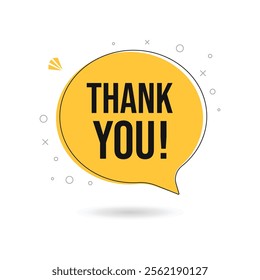 THANK YOU speech bubble. Thank you text. Thanks text lettering. Doodle phrase. Vector illustration for print on shirt, card, poster etc. Black, red and white.