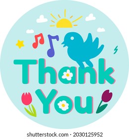 Thank you spring season lettering text vector