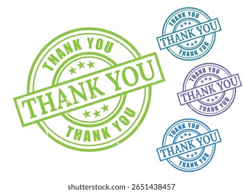 Thank You Stamp Vector Set, Appreciation Gratitude Label