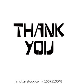 Thank you stencil lettering. Spray paint graffiti on white background. Design templates for greeting cards, overlays, posters