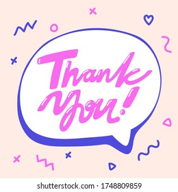 Thank you. Sticker banner post for social media. Hand drawn calligraphic illustration.