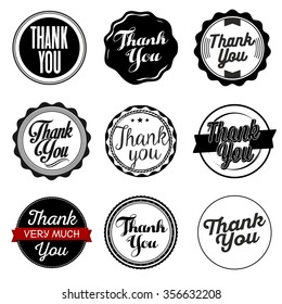 Thank You Sticker. Black and White.