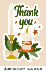 Thank you sticker. Christmas small business packaging vector sticker
