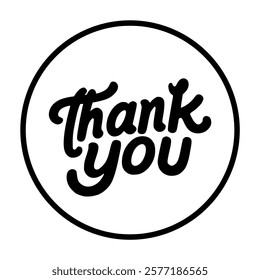 thank you sticker circle fashion lifestyle trendy vector illustration template design