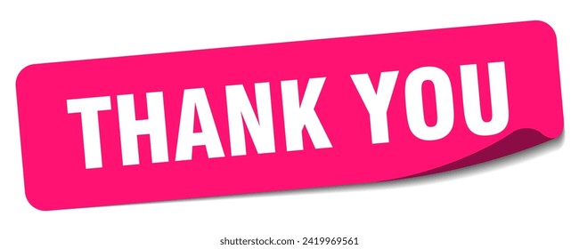 thank you sticker. thank you rectangular label isolated on white background