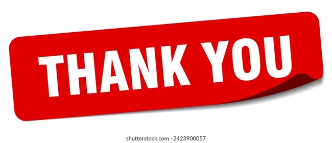 thank you sticker. thank you rectangular label isolated on white background