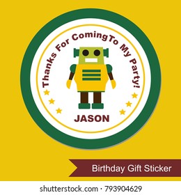 thank you sticker, robot theme