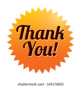 Thank you sticker (vector). Orange tag. Icon for web.