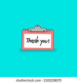 Thank you. Sticky note with text Thank you on it. Flat Style Vector Illustration Design typography.