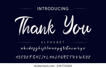 Thank You Stylish brush painted an uppercase vector letters, alphabet, typeface.