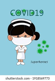 Thank you superhero nurse's for fighting the coronavirus  Vector illustration corona virus
