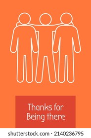 Thank you for support postcard with linear glyph icon. Friendship. Greeting card with decorative vector design. Simple style poster with creative lineart illustration. Flyer with holiday wish