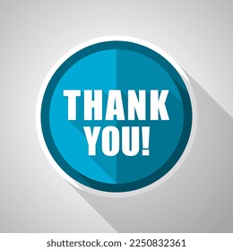 Thank you symbol, flat design vector blue icon with long shadow