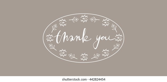 Thank you tag with graphic elements white. 