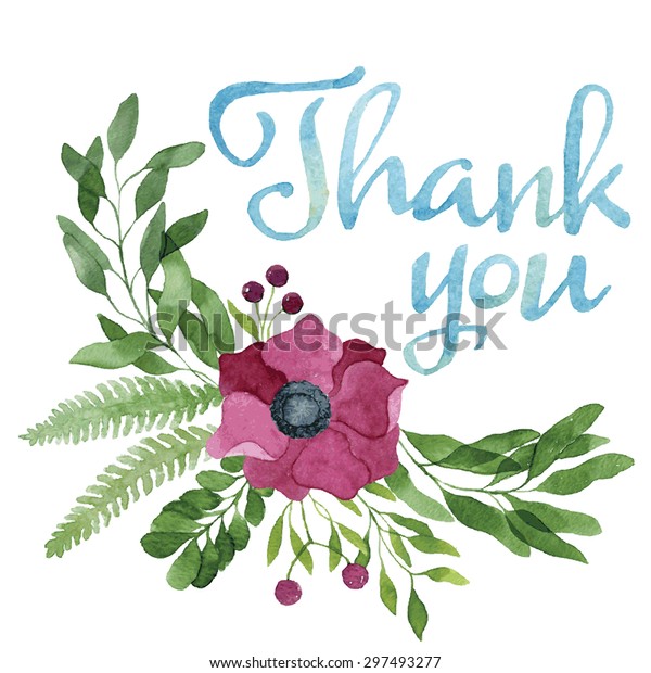 Thank You Watercolor Floral Wreath のベクター画像素材 ロイヤリティフリー