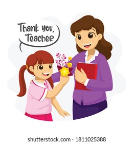 Thank You Teacher. Flat illustration of Teacher's Day.