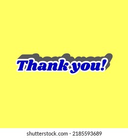 Thank you text. Blue Icon with white stroke in 3d at yellow Background. Illustration.
