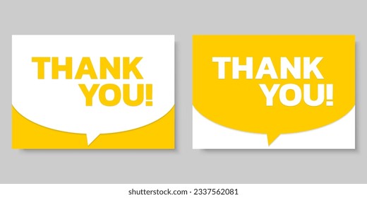 Thank you text cards. Speech bubble banner or background design. Vector illustration.