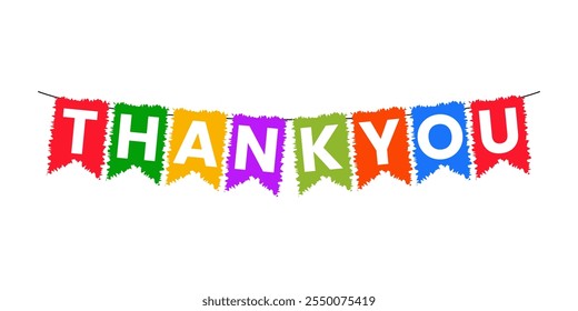 Thank you text colorful letters hanging block