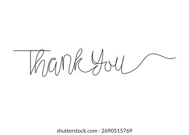 Danke Text durchgehende Linie Zeichnung minimalistischen Kalligrafie Design auf weißem Hintergrund