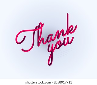 Thank you text design with red line on white background.