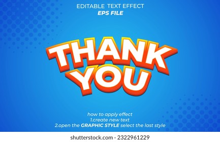 efecto de texto de agradecimiento, fuente editable, tipografía, texto 3d. plantilla de vector
