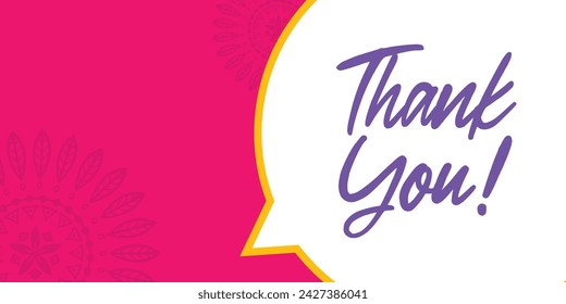 Thank You Text EPS 10 Greeting Card Vector Design. Handmade Calligraphy. Pink and Purple color design