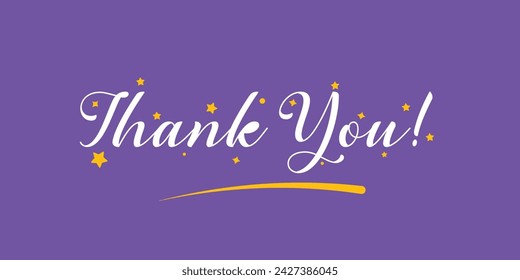 Thank You Text EPS 10 Greeting Card Vector Design. Thank You Calligraphy with star