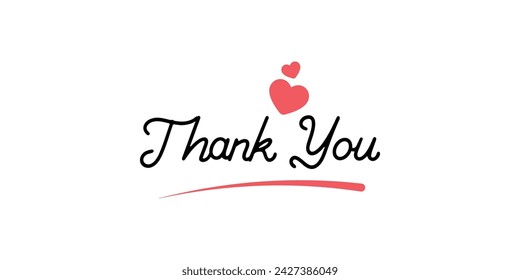 Thank You Text EPS 10 Greeting Card Vector Design. Thank you with hearts high vector design