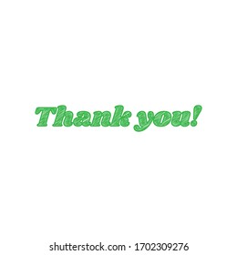 Thank you text. Green scribble Icon with solid contour on white background. Illustration.