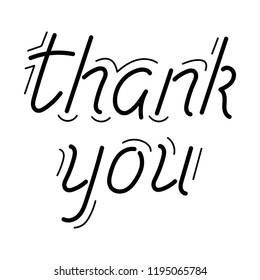 Thank You - text. Hand drawn lettering.   Vector illustration.