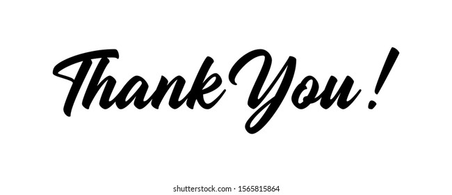 Thank You text hand drawn lettering calligraphic isolated on white background vector illustration