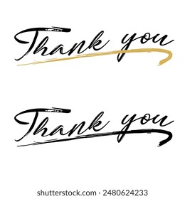 Thank you text . Hand drawn ink lettering. Vector illustration.