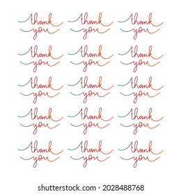 Thank You Text Hand Lettered Calligraphy On White Background.  Lettering For Invitation, greeting Card, Prints and Posters. Hand Drawn Inscription, Calligraphic Design.