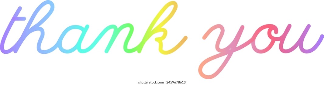 thank you text, hand writing , vectorial in rainbow colors