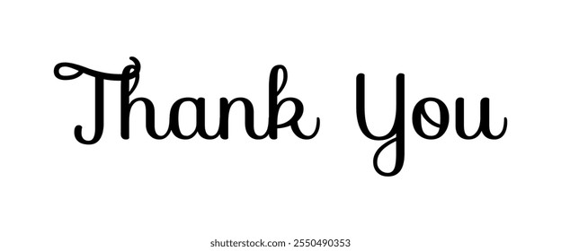 thank you text hand writing typography letters . vector isolated 
