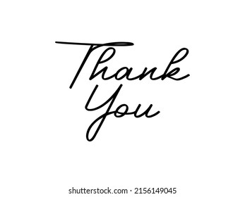 Thank You Text Handwritten Black Lettering Calligraphy with Simple Underline isolated on White Background. Greeting Card Vector Illustration. Flat Design Template Element.