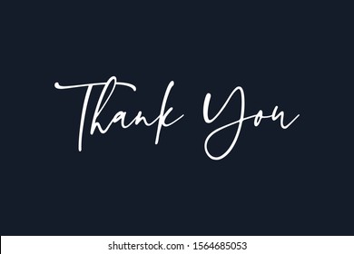 Thank You Text Handwritten Calligraphy Lettering Isolated On Black Background Vector Illustration