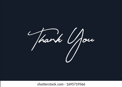 Thank You Text Handwritten Calligraphy Lettering Isolated On Dark Blue Background Vector Illustration.