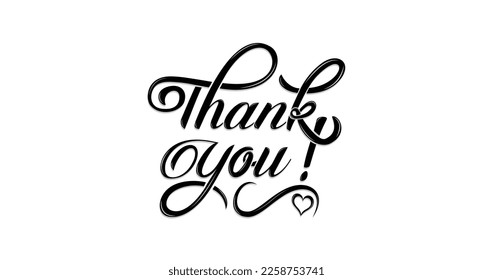 Thank You text. Handwritten inscription. Hand-drawn lettering. Thank You calligraphy. Thank You Card. Thank you banner. Vector illustration suitable for cards, messages, and events
