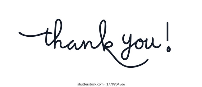 Thank You Text Handwritten Lettering Calligraphy isolated on White Background. Greeting Card Vector Illustration. Flat Vector Design Template Element.