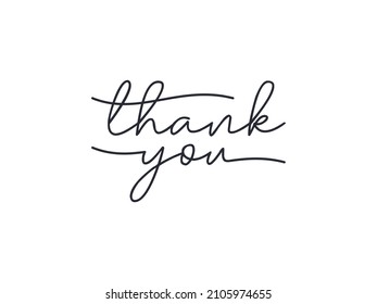 Thank You Text Handwritten Lettering Calligraphy isolated on White Background. Flat Vector Illustration Design Template Element for Greeting Cards.