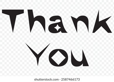 Thank you text handwritten with swirl ribbons and colored circles. Vector phrase design for card or banner. EPS 10.