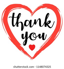 Thank you text with heart in flat style design