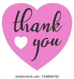 Thank you text with heart in flat style design