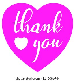 Thank you text with heart in flat style design