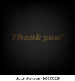 Thank you text. Icon as grid of small orange light bulb in darkness. Illustration.